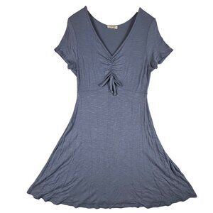 Olivia Rae Medium Short-Sleeve Ruched Front Dress Blue Casual Flowy Babydoll